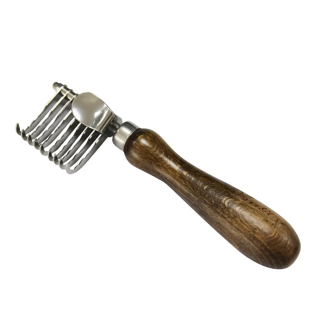 Walnut knot comb with stainless steel pins, wood colour, 15.2 x 4 cm pet grooming tool