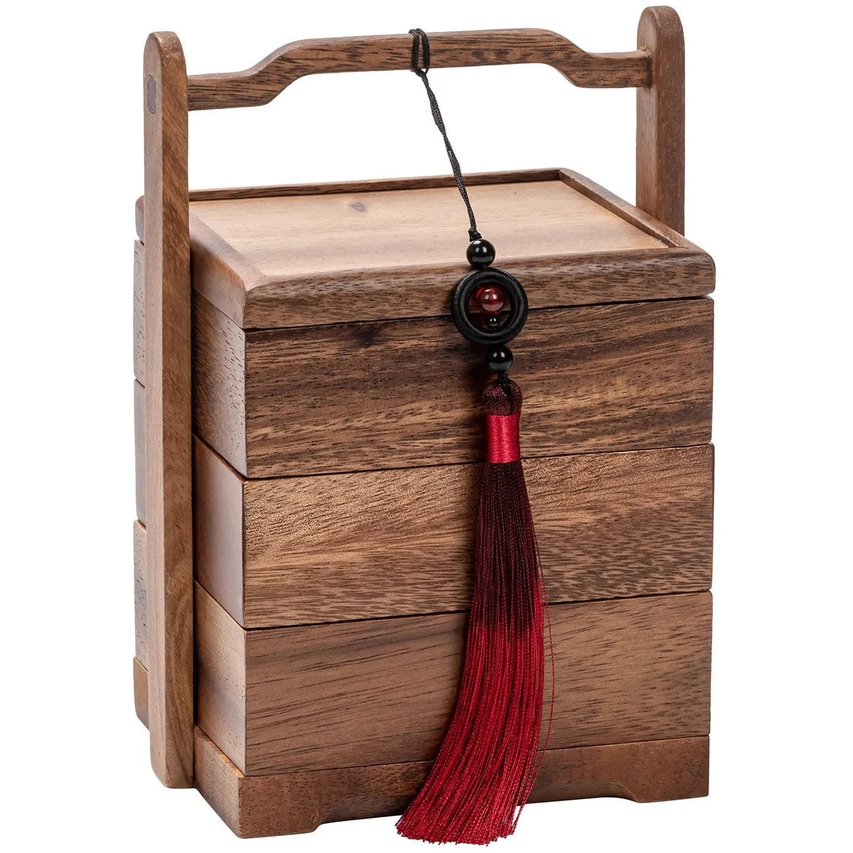 Solid wood snack candy tray in burlywood with grid options and cover for serving nuts and dried fruit