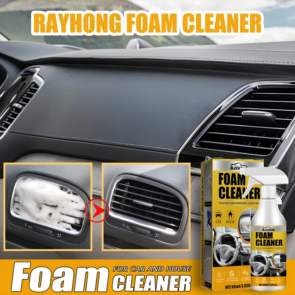60ml car interior foamed cleaner bottle with applicator sponge in 6x6x11cm packaging