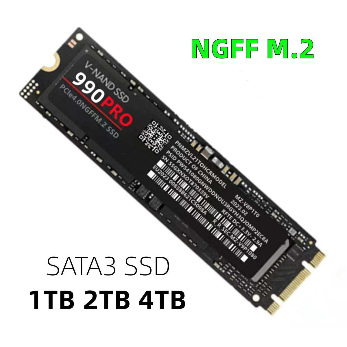 SSD 990pro PCI-E interface 2280 form factor 3.8mm thick NGFF dual port 1TB to 4TB for home use