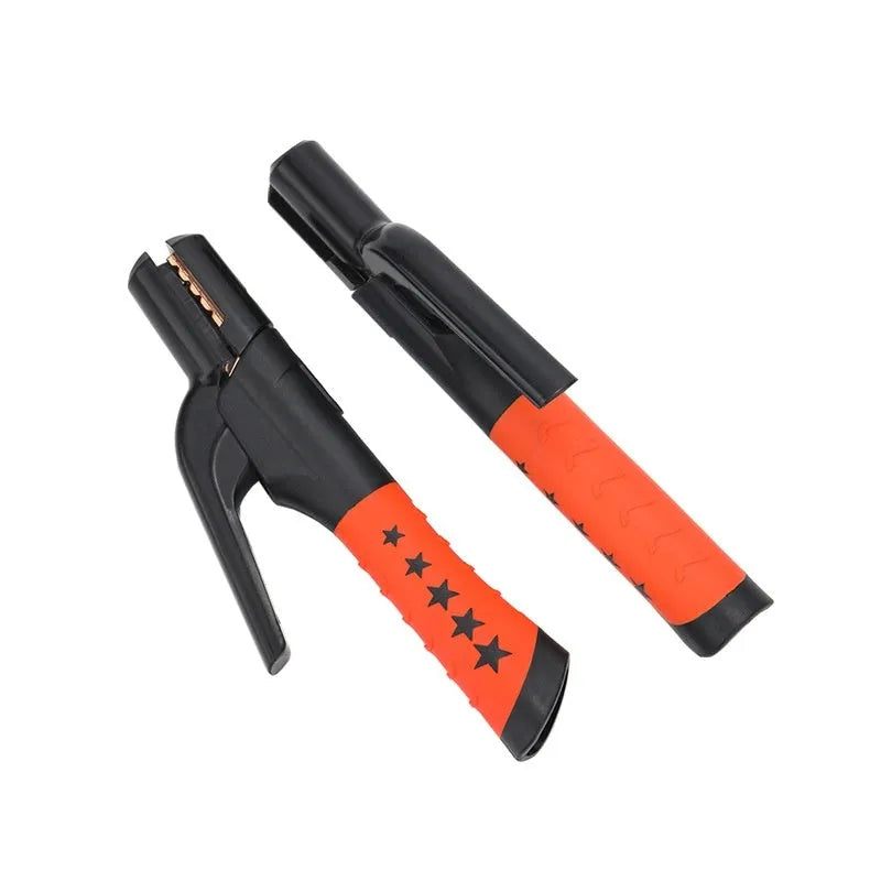 Electric welding pliers with pure copper electrode clamp and orange nylon handle shell