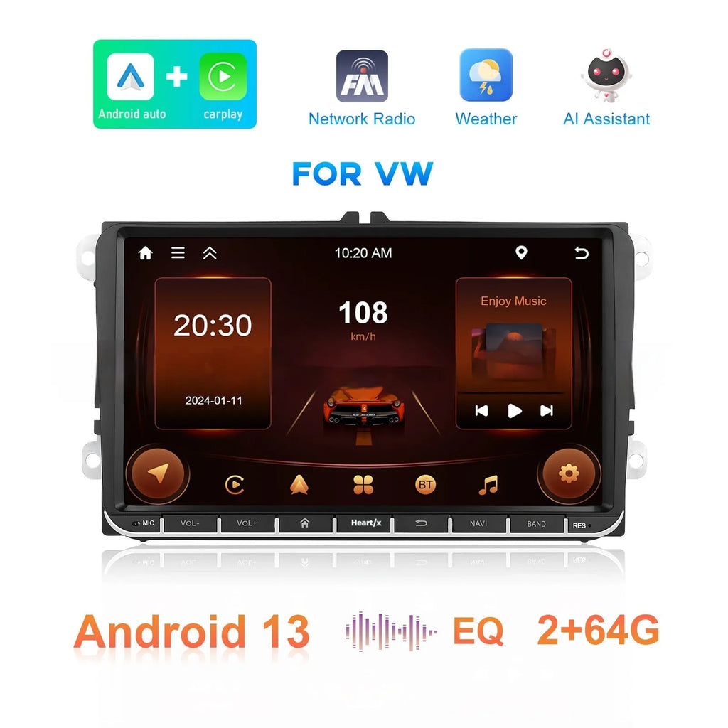 7-inch Android car central control stereo with wireless Carplay for Volkswagen dashboard