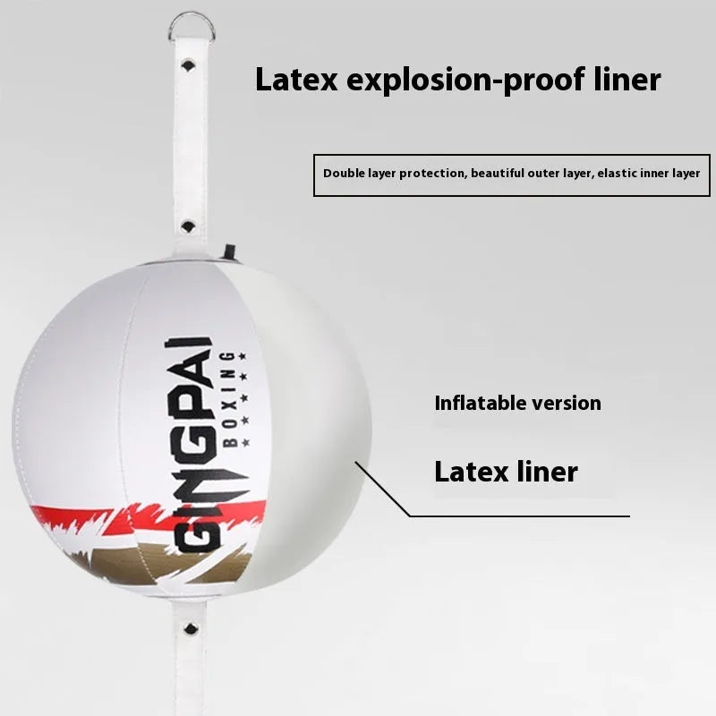 A black hanging boxing speed ball made of PU material for reaction training
