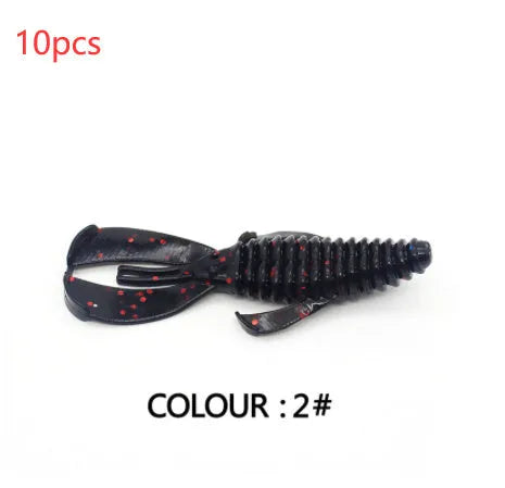 PVC soft bait fishing lure in various colours showing 8cm and 12cm size options