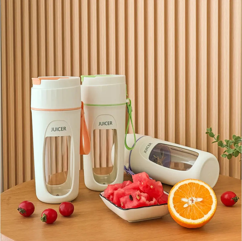 Grass green portable USB electric blender with borosilicate glass cup and charging cable