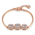 Square rock candy full diamond women's bracelet in rose gold gold-plated copper geometric design