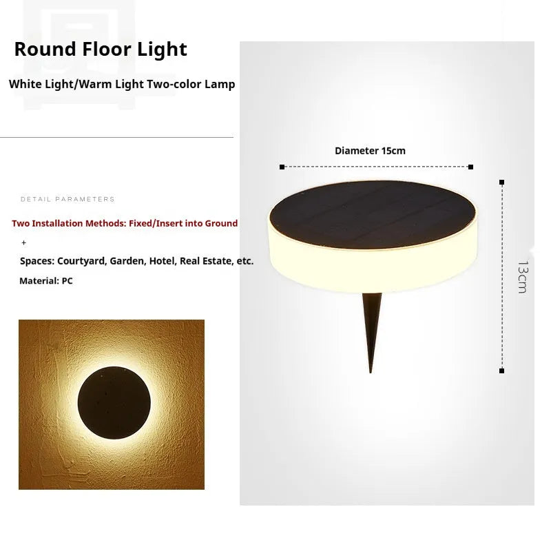 Solar underground light, IP44 outdoor household lamp, round or square decorative ground light, rated power 5, 36V and below.