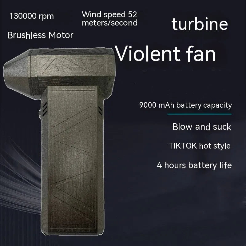 Iron grey cordless turbo fan air duster handheld unit with USB-C charging port.