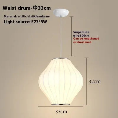 Fabric chandelier lantern lamp with iron frame, LED light source, available in multiple sizes from 30cm to 80cm