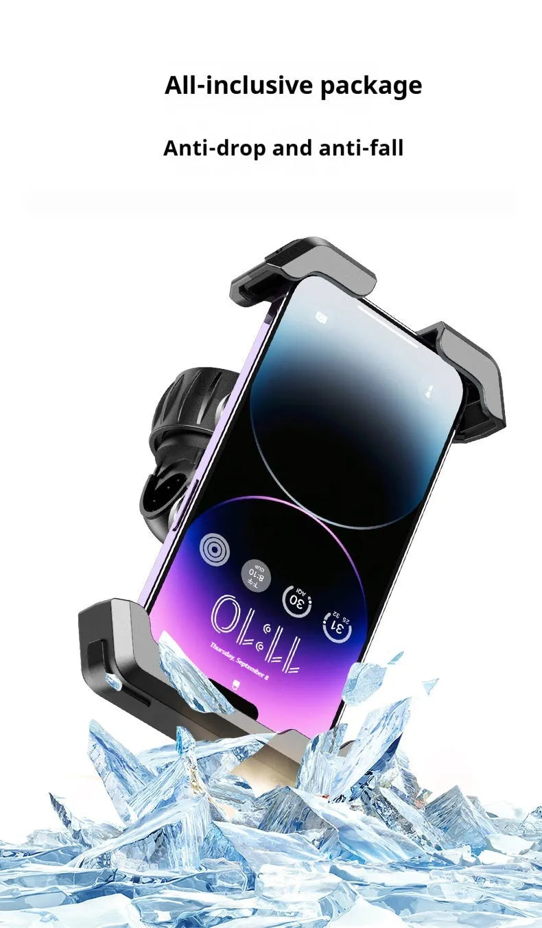 Black ABS plastic bicycle handlebar phone mount with knob adjustment for secure smartphone navigation during cycling