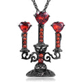 Gothic women's clavicle chain necklace with hollow retro candlestick zinc alloy pendant on a cross chain.