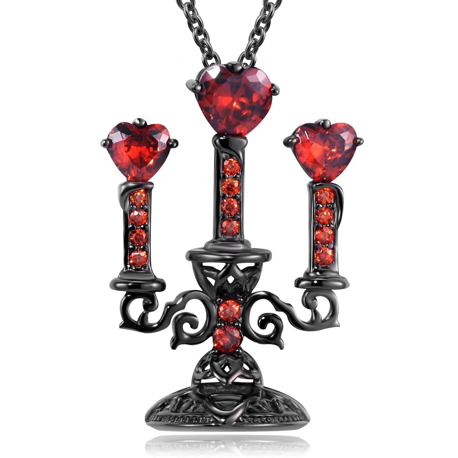 Gothic women's clavicle chain necklace with hollow retro candlestick zinc alloy pendant on a cross chain.