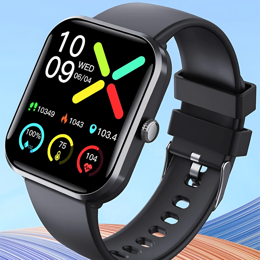 Men's Fashion F96 multi-functional sport smart watch in black with health monitoring and Bluetooth calling features
