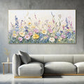 Handmade oil painting canvas wall art with 3D palette knife flowers in modern style, horizontal orientation, frameless and rolled