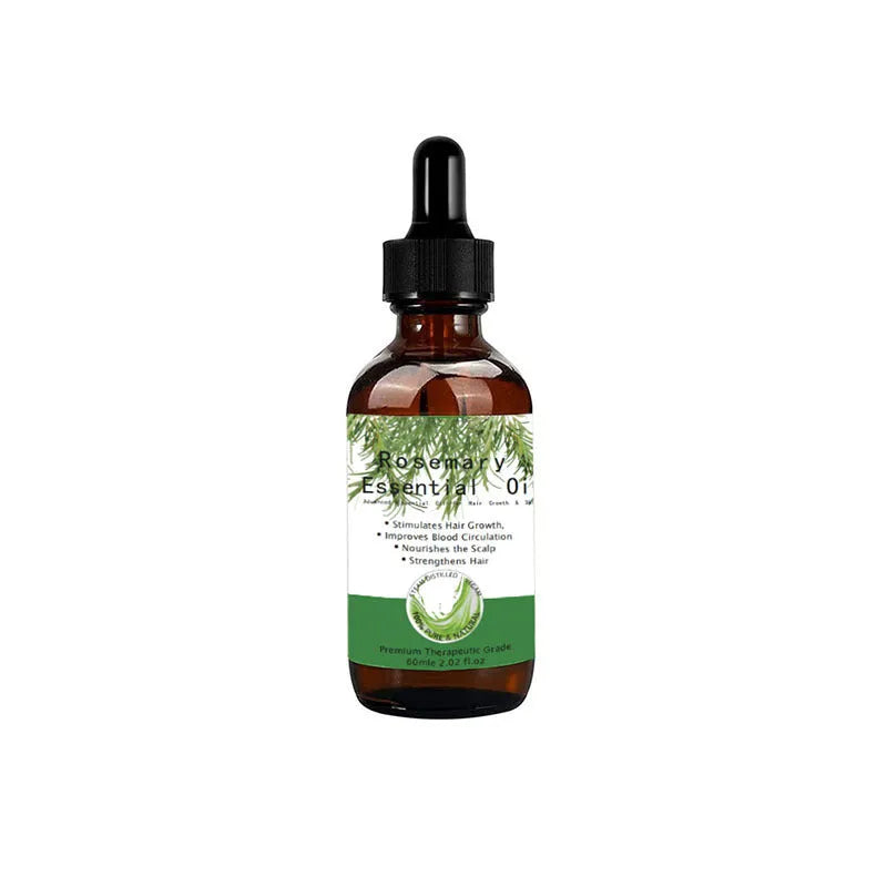Rosemary hair growth serum in a white 60ml bottle for split end repair and frizz control