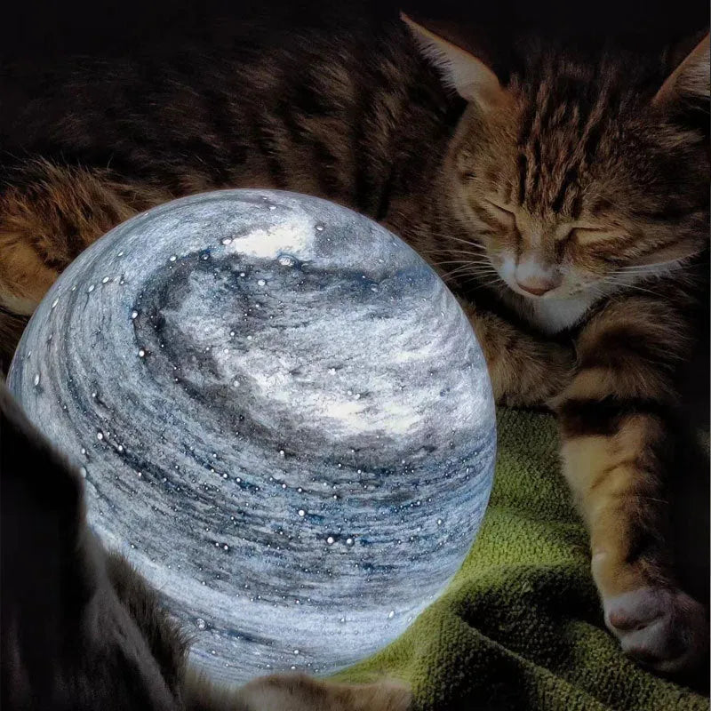 Glass planet night light in Blue Planet and Earth Planet colours, 120mm and 150mm, USB bedside decoration