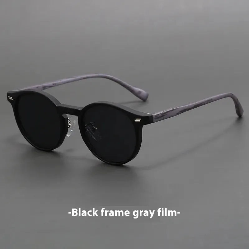 Retro frosted round rim sunglasses in multiple colour options with pattern designs