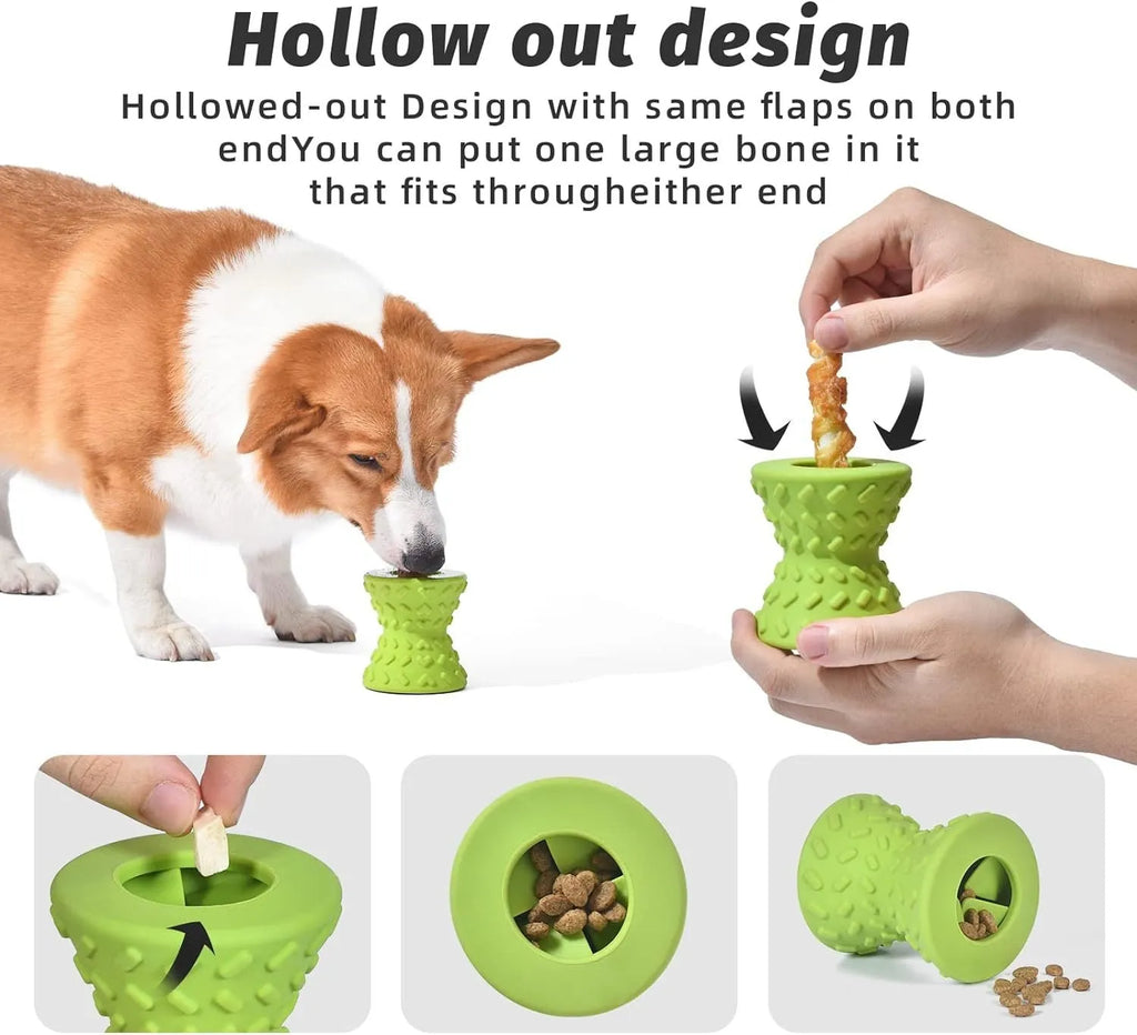 Blue natural rubber treat dispensing dog bone toy for aggressive chewers.