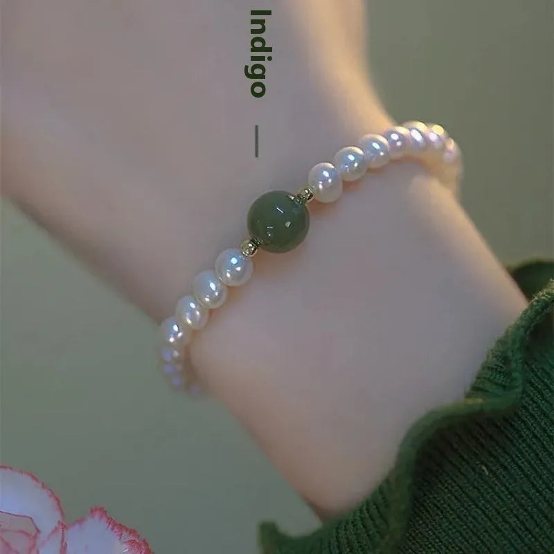 Chinese style glass bracelet with bamboo joint design elements in multiple colour options