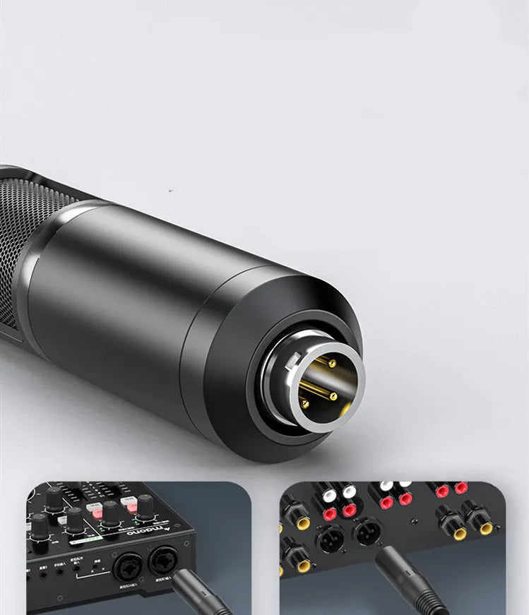 Maono Shunk PM320 black and gold live microphone set with XLR connector on stand