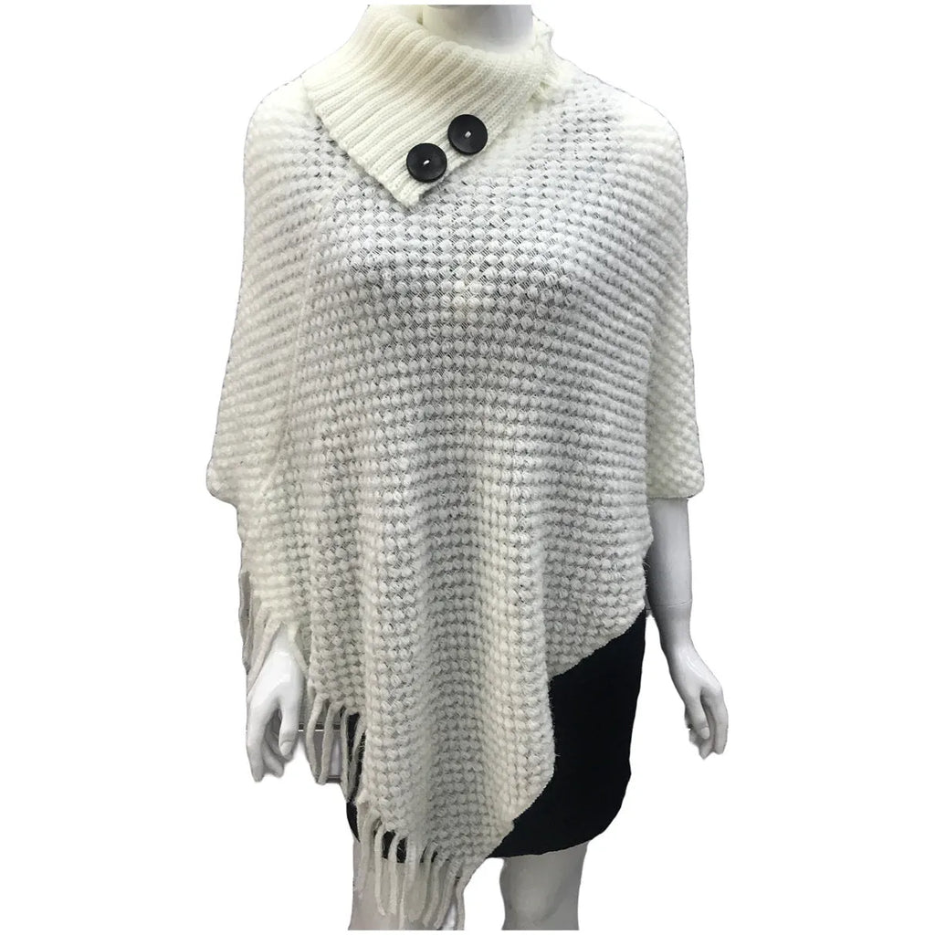 Sleeveless acrylic fibre cloak shawl in free size with dot pattern, shown in one of eight colour options