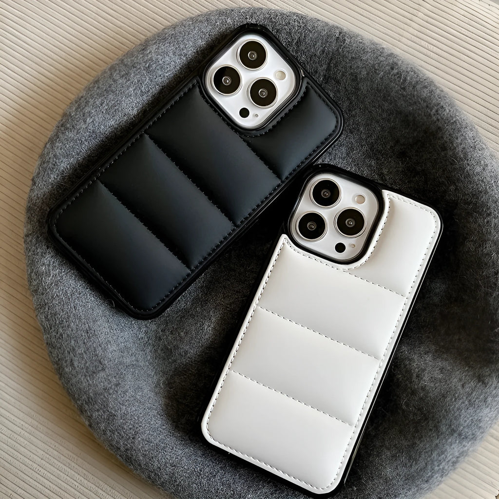 Candy down jacket shaped phone case for iPhone in solid colour.