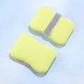 Soap bag bath sponge in hydrophilic polyurethane, 12x8.5x2cm, with foaming cotton, in Cherry Blossom Pink or Mango Yellow.