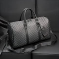 PU leather crossbody bag with sewing thread detail and plaid pattern for 20-35L travel