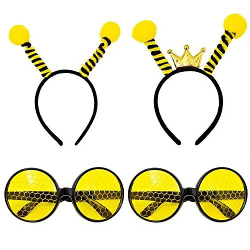 Handmade cloth bees costume headband and glasses set for fancy dress parties.