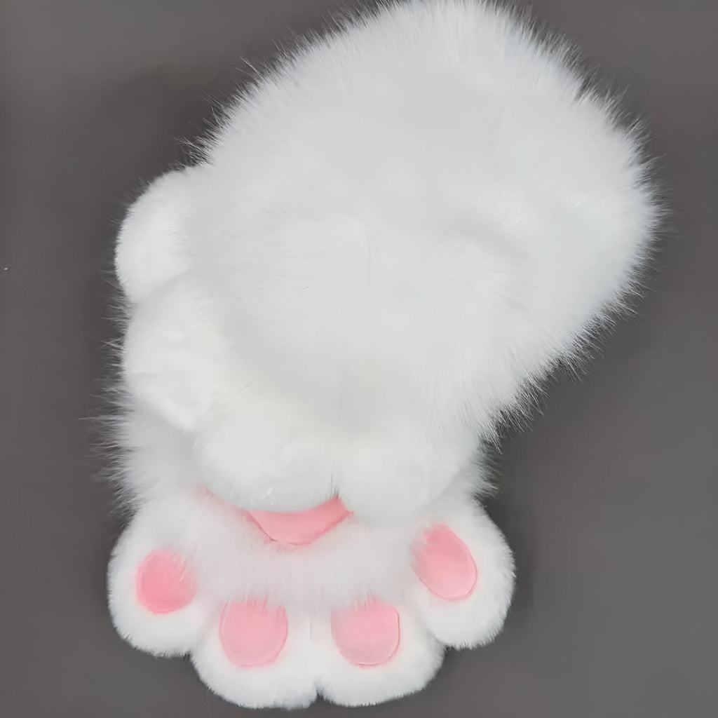 Nylon animal claw cosplay gloves showing coloured pads on fingertips in a black and blue colour combination
