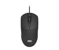 Black AOC-MS121 wired USB optical mouse on a desk for office use