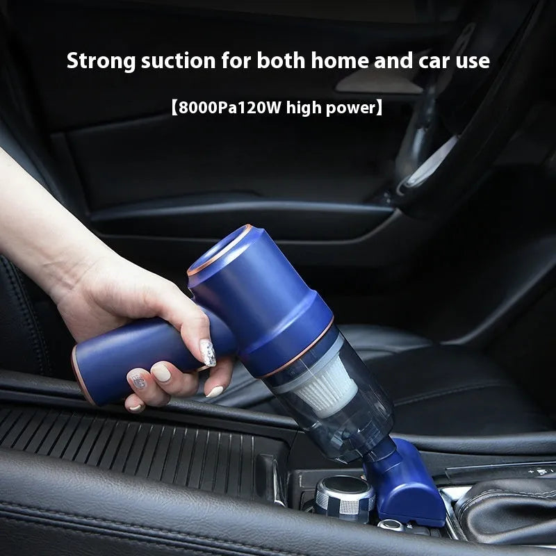Wireless handheld car cleaner in Moran Blue with nozzle and water absorption function