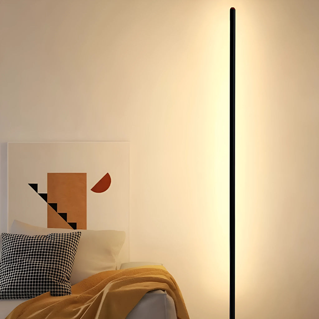 Modern simple vertical aluminium alloy floor lamp in three height sizes on a plain background.