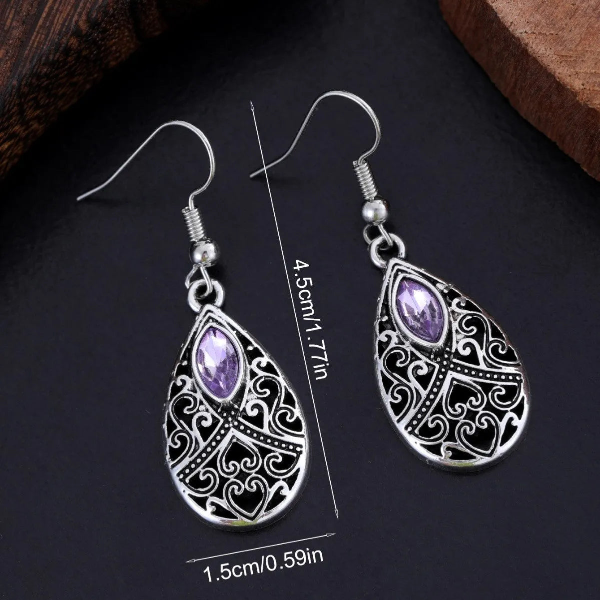 Retro water droplet drop earrings for women, alloy, 2.5 cm length, three style options