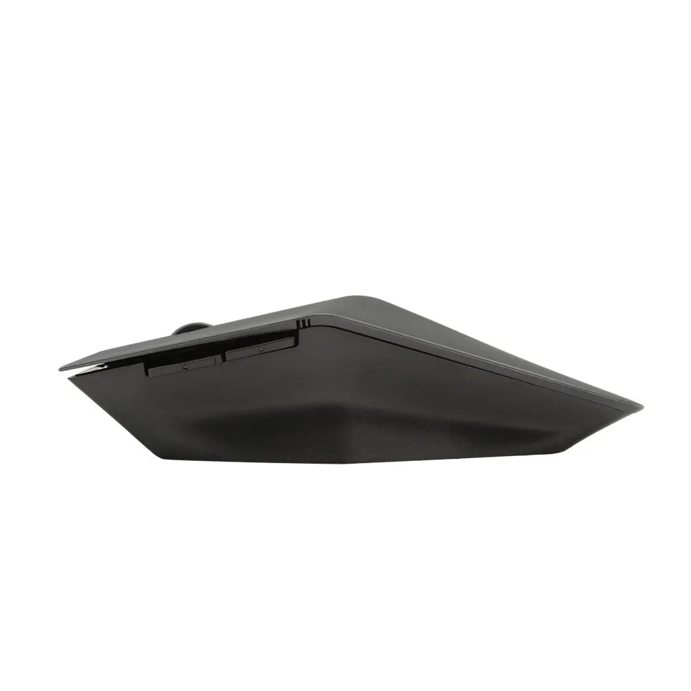 Black wireless computer mouse with invisible USB receiver for laptop computers showing 22.8cm length