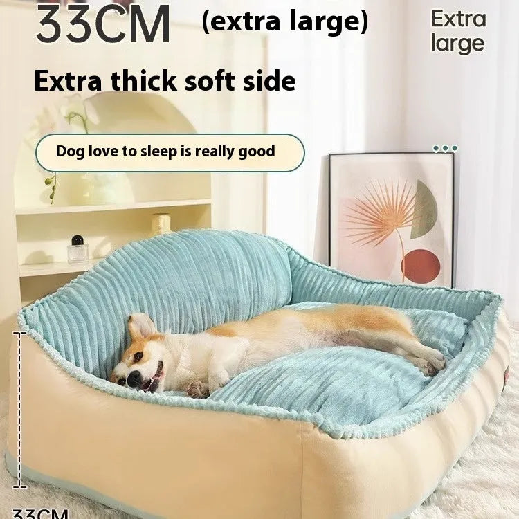 Morandi colour washable pet sofa bed with removable cover in two sizes for dogs and cats.