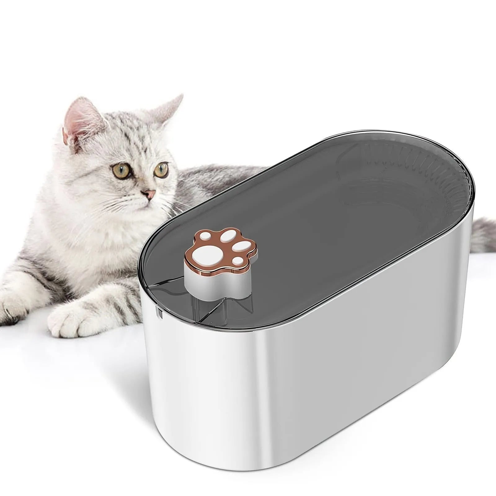 Berlin blue automatic pet water fountain with LED light indicator and triple filter system