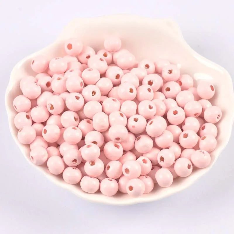 Wood bead colour accessories in 8mm 10mm 12mm sizes, 100 pieces per pack