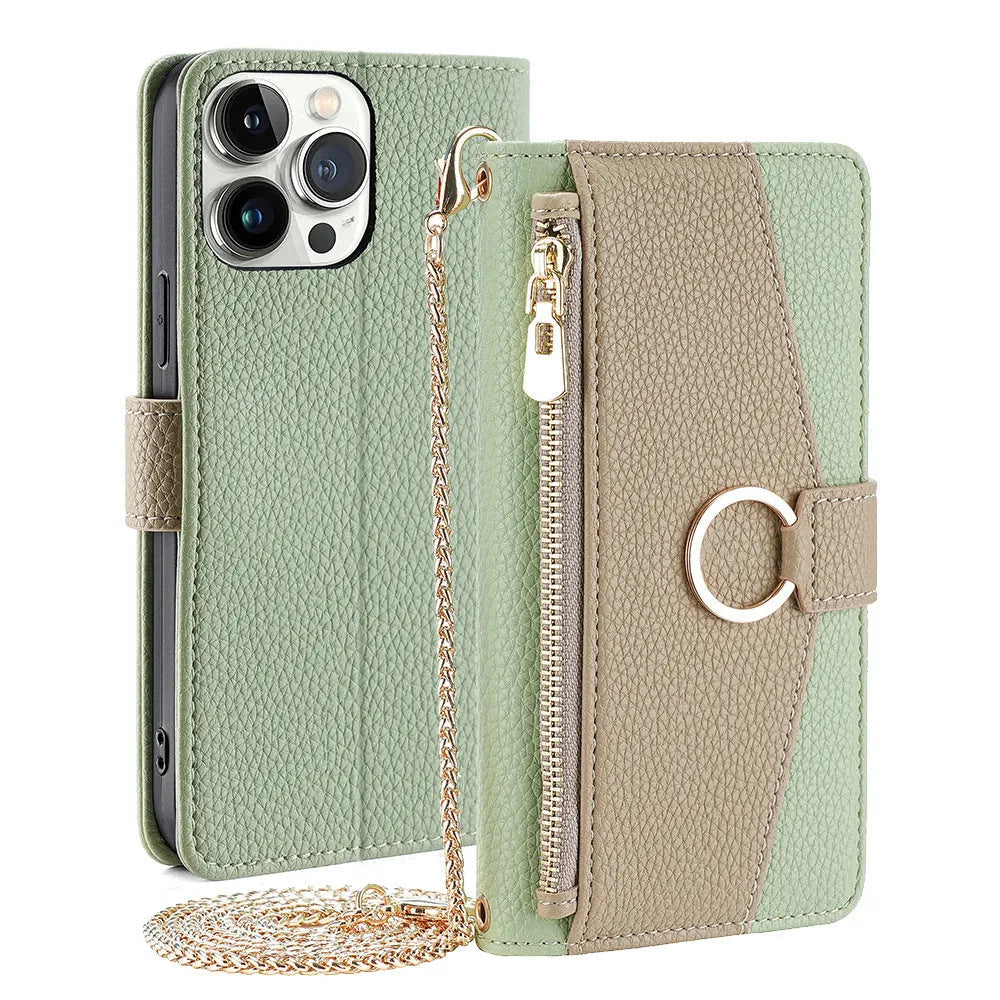 Multifunctional card phone case with lanyard bracket and magnetic suction for Apple iPhone