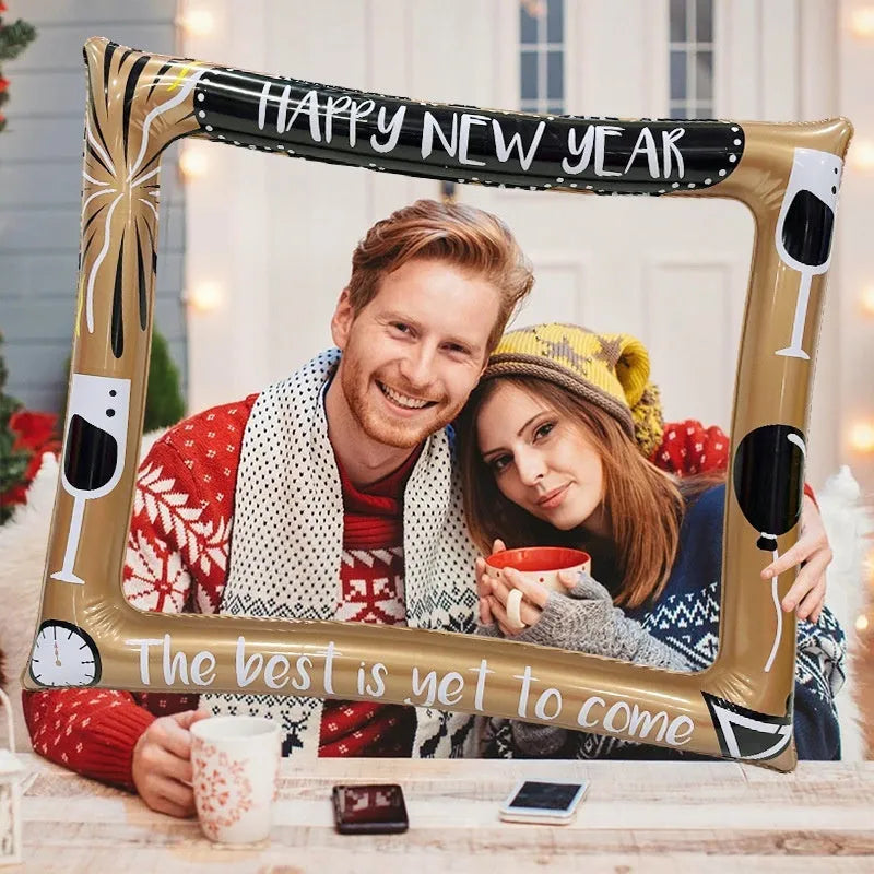 Christmas-themed inflatable PVC photo frame prop for festive photography