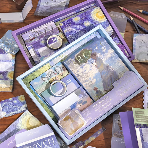 A6 grid notebook creative journal gift box with bookclothes, material paper, cards, and decorative accessories