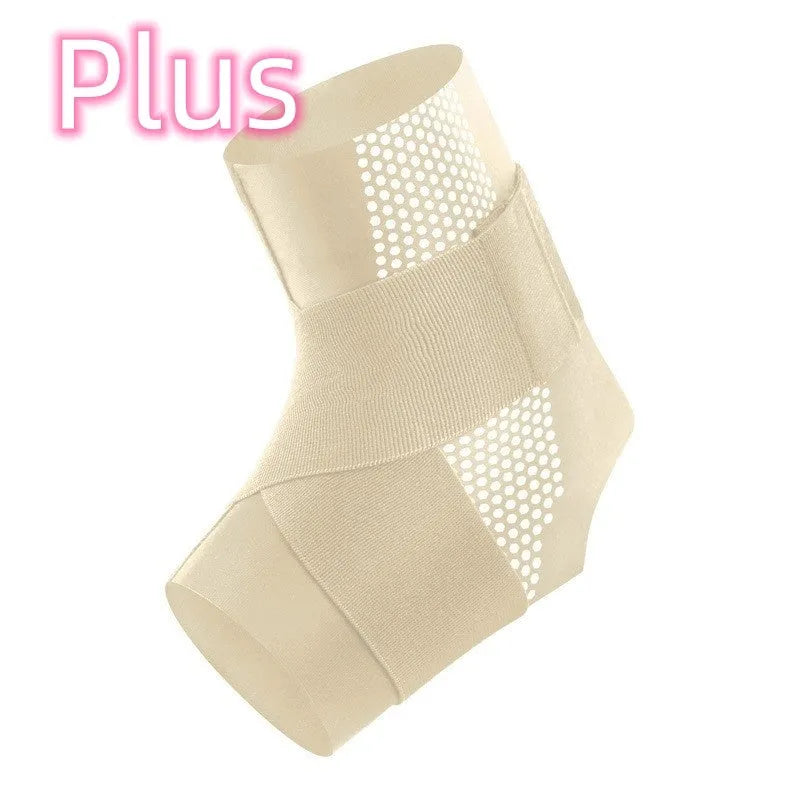 Black lycra cloth ankle support with anti-kick protection shown on adult ankle