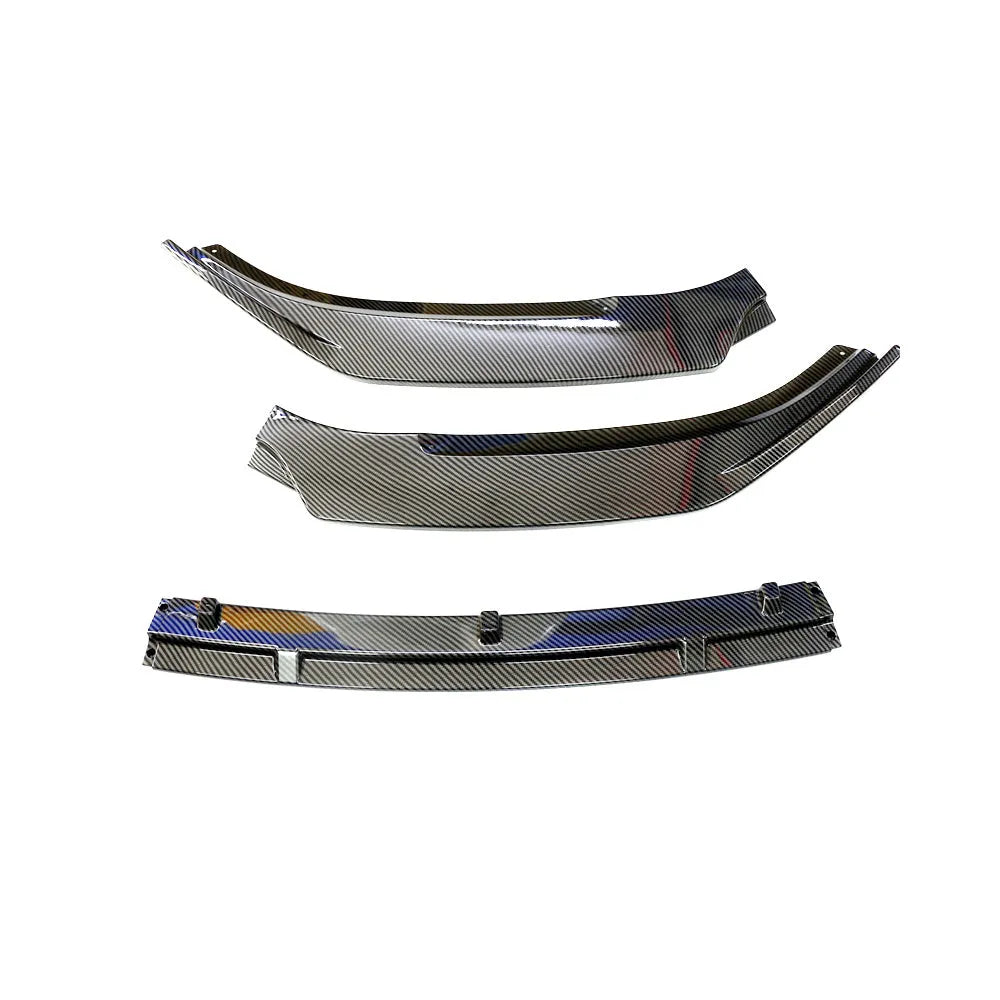 Unksera three-section front shovel style rear car spoiler retrofit kit in carbon braze pattern finish