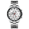 Men's slim black and rose gold casual watch with date window on dial, showing 10mm side profile.