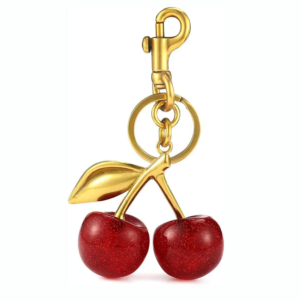 Red and pink zinc alloy 3D keychain charm pendant for women's bags.