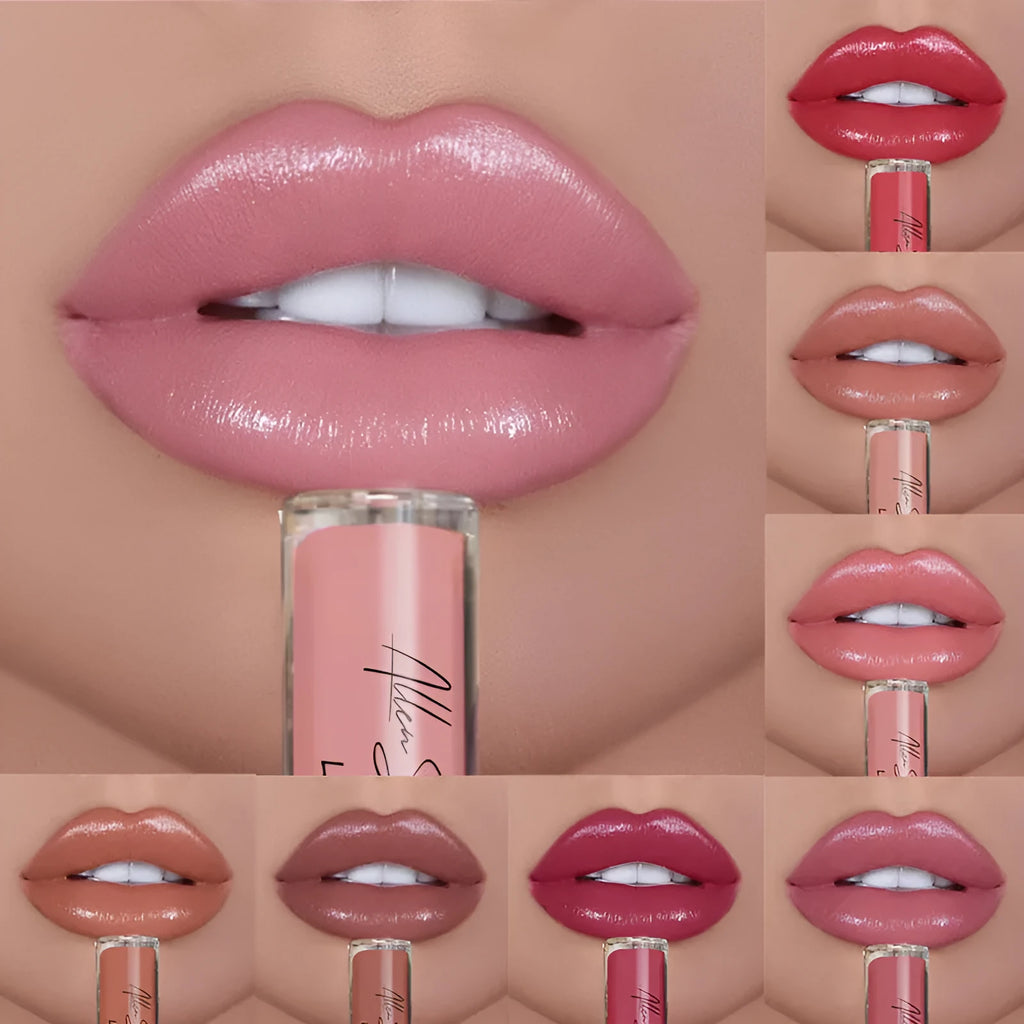 Silky cream texture lip gloss lipstick mineral lip glaze with glossy shine, available in multiple colours