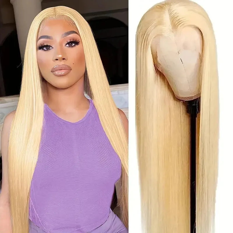Women's front lace wig in high temperature fibre, black colour, 16 inch length
