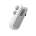 Blue handheld USB heat sealer with magnetic back and cutter blade for sealing chip bags