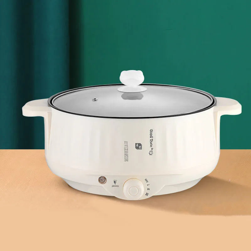 Integrated electric hot pot with non-stick coating and stainless steel body in green colour