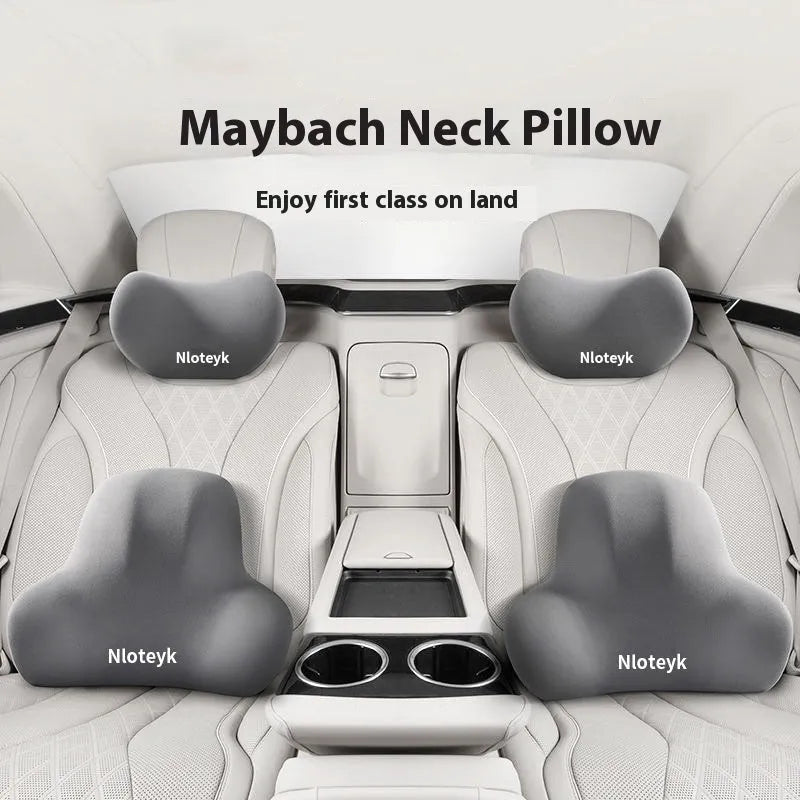 Four Seasons Universal Car Memory Foam Waist Cushion set with headrest lumbar support pillows in black suede